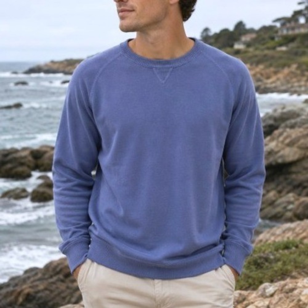 Tommy Bahama Blue Gray Reversible Crewneck Oversize Coastal Sweatshirt XL